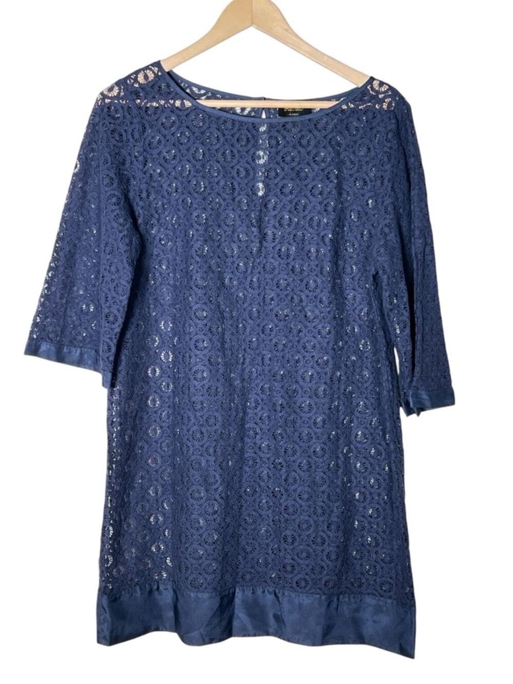 Laundry navy blue sheer half sleeve swimsuit cover up size 12 B143